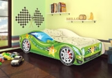 Autobett Kinderbett Bett Auto Car Junior in vier Farben mit Lattenrost und Matratze 70x140 cm Top Angebot! (Grün) -