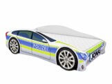 ACMA Kinderbett Auto-Bett Polizei mit Rausfallschutz, Lattenrost und Matratze (Polizei 1, 160x80 cm + Name) - 1