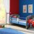 ACMA Kinderbett Jugendbett mit Einer Schublade und Matratze Blau mit Rausfallschutz Lattenrost II 140x70 160x80 180x80 (05 Rote Auto, 140x70) - 2