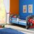ACMA Kinderbett Jugendbett mit Einer Schublade und Matratze Blau mit Rausfallschutz Lattenrost II 140x70 160x80 180x80 (05 Rote Auto, 140x70) - 3