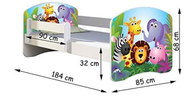 ACMA Kinderbett Jugendbett mit Einer Schublade und Matratze Weiß II 140 160 180 40 Design (180x80 cm + Bettkasten, 04 Rote Auto) - 4