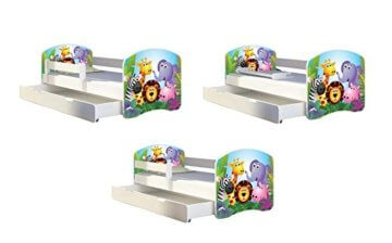 ACMA Kinderbett Jugendbett mit Einer Schublade und Matratze Weiß II 140 160 180 40 Design (180x80 cm + Bettkasten, 04 Rote Auto) - 5