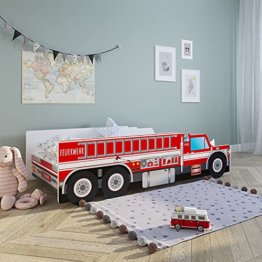 autobett 70x140 cm spielbett kinderbett mit rausfallschutz und lattenrost 140 x 262x262 - Kinderbett Auto