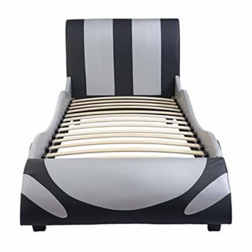 Bett HWC-E14, Auto Junge Kinderbett Jugendbett, Lattenrost Kunstleder Holz 190x100cm - schwarz-Silber - 2