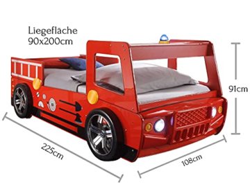 möbelando Bett Kinderbett Jugendbett Auto Kinder Jugend Autobett Spark I Rot - 3