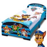 PAW Patrol Kinderbett 70 x 140 cm | Kinderbett für Jungen und Mädchen ab 2 Jahren | Kinder Bett mit Rausfallschutz & Lattenrost | Kinderzimmermöbel mit coolem Design - 1