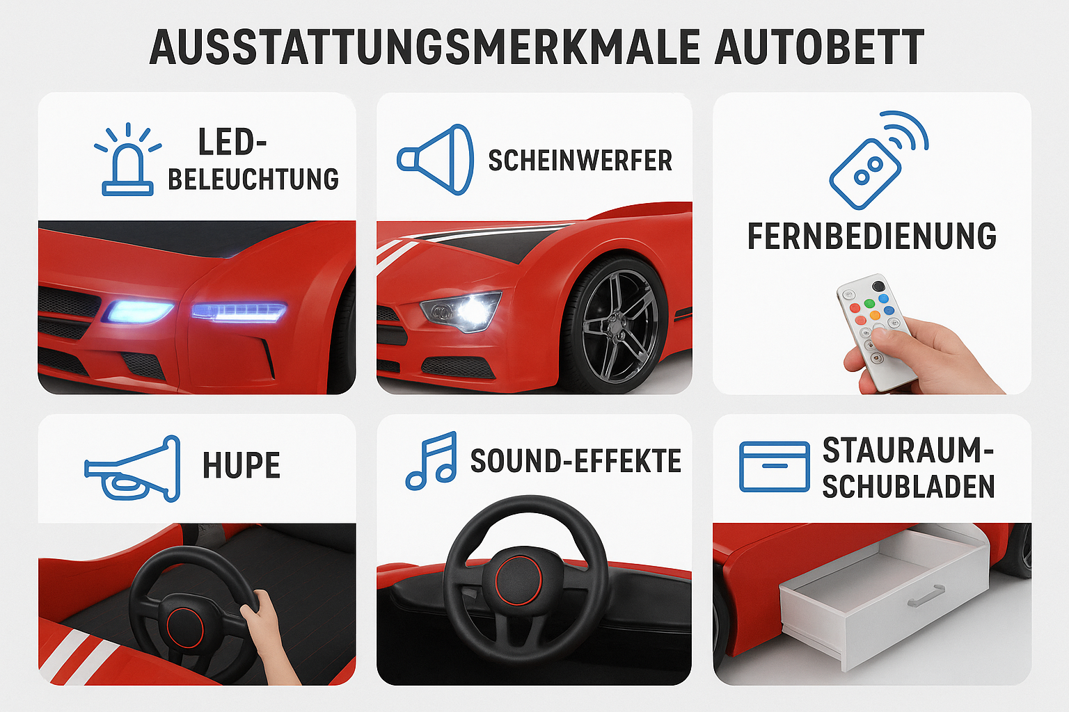 Kinderbett Auto Ausstattungsmerkmale Autobett - Kinderbett Auto